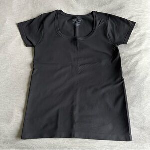 White House Black Market Black Scoop Neck Stretch Tee